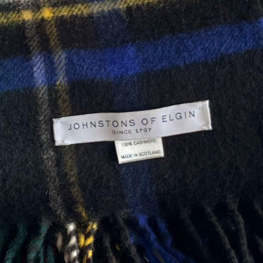 美品 Johnstons カシミア100％ 大判ストール ブラックスチュアート