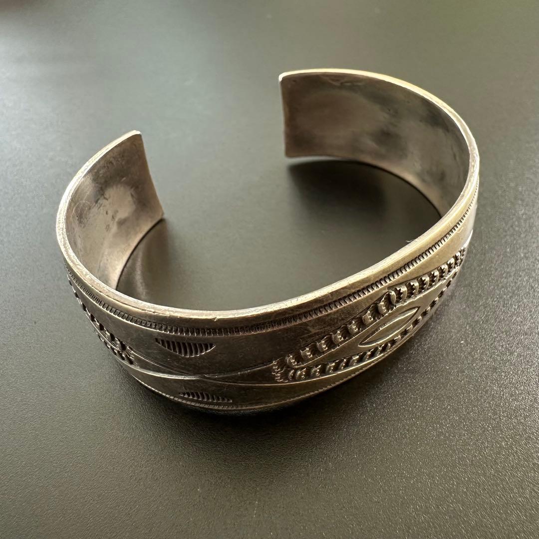 Navajo Andy cadman Sterling バングル　スタンプワーク