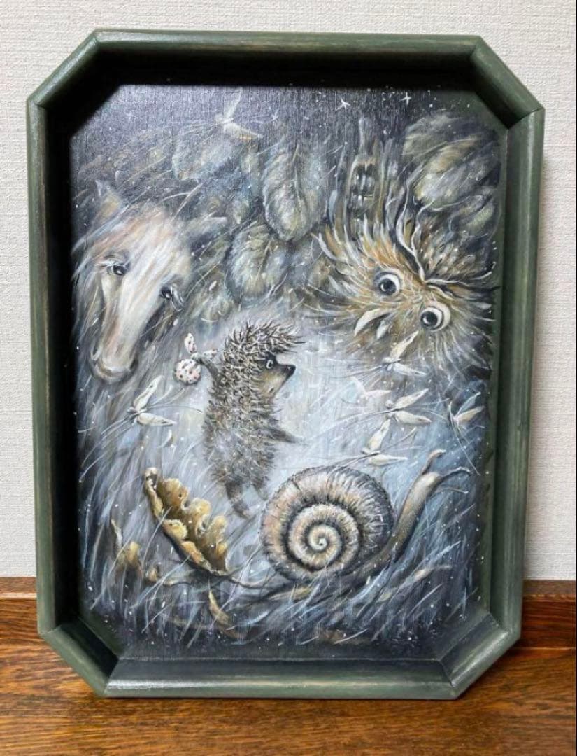 秋の感謝セール♪ロシア雑貨『霧の中のハリネズミ』飾り皿木製トレー マトリョーシカ