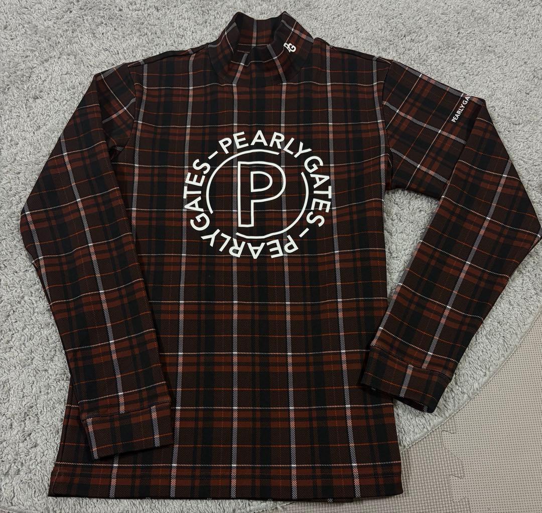 新品パーリーゲイツ　モックネック シャツ　ゴルフウェア　golf チェック