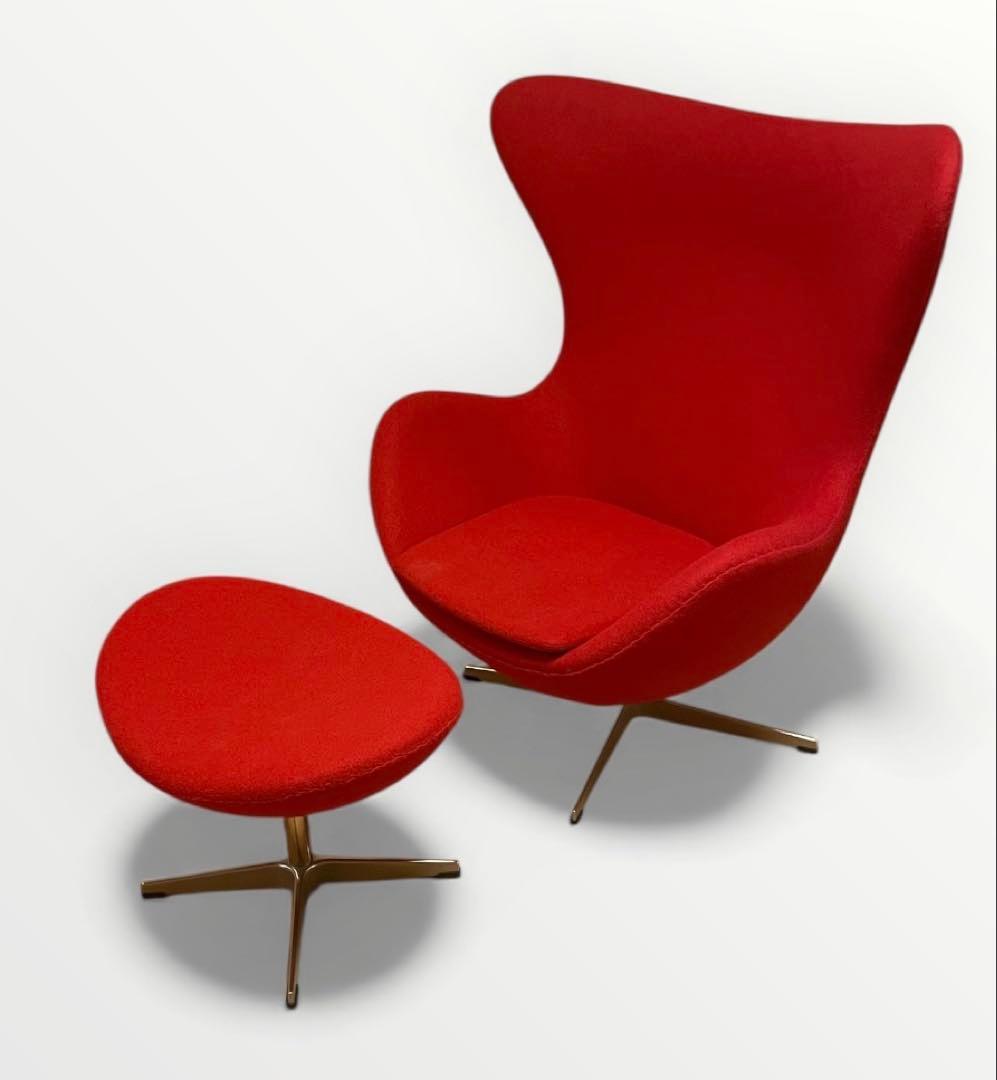 ●名作チェア Egg chair エッグチェア オットマン レッド●