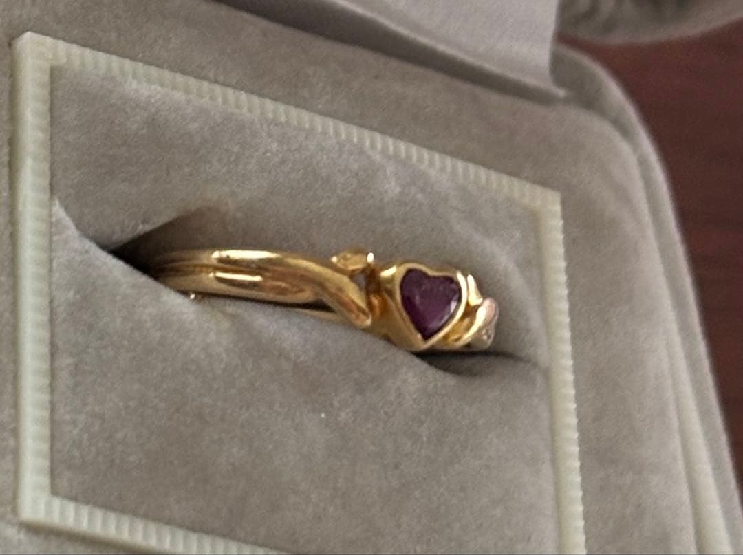 ハート型ルビーリング18k