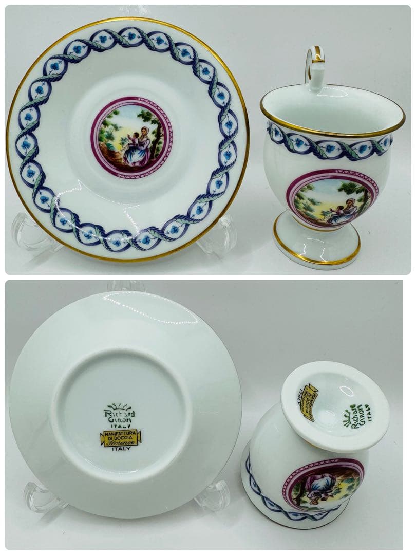 希少 リチャードジノリ メダイオン アンピール 5客 カップ&ソーサー