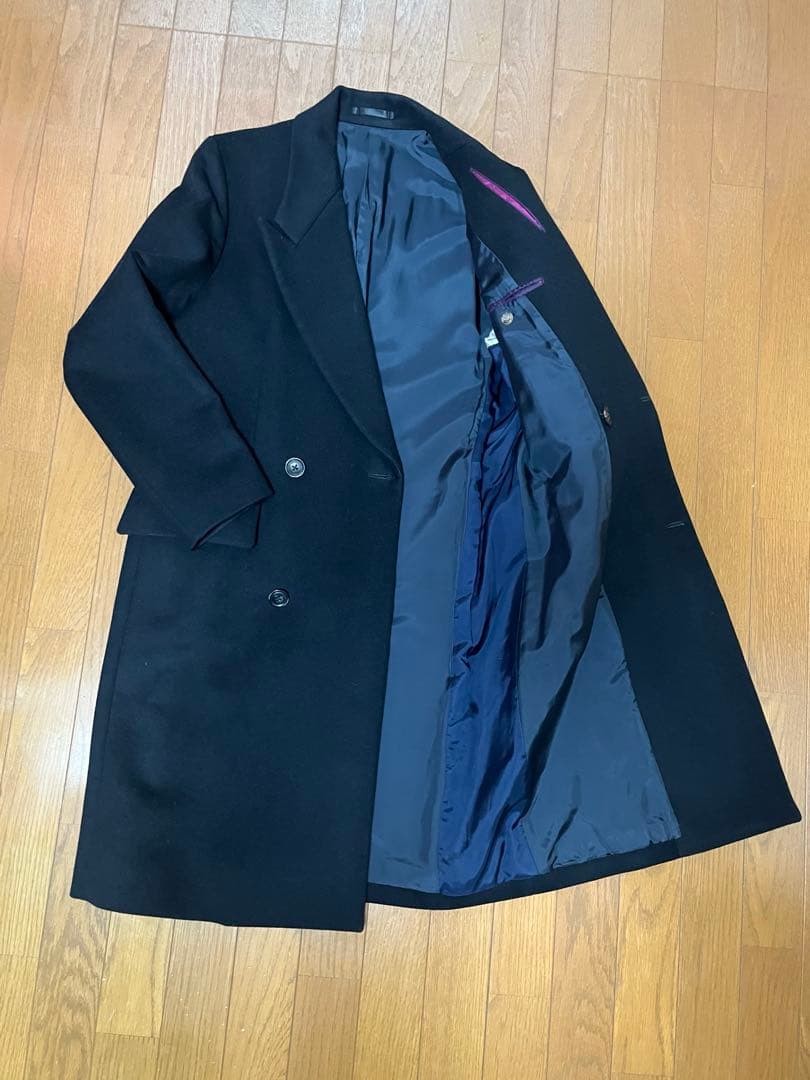 【良品】ポールスミス　チェスターコート　ウール　ダブル　ロング　黒
