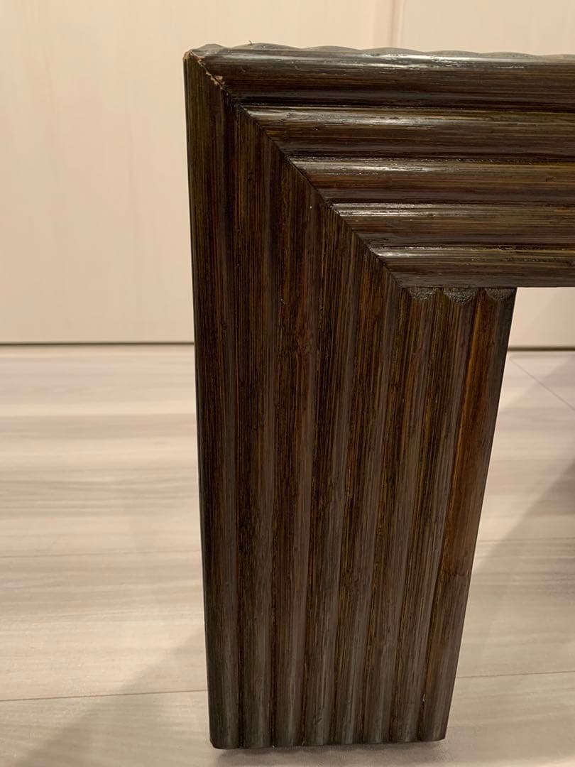 【希少】カサブランカ　ローテーブル　ラタン　コーヒーテーブル（ガラス天板付き✨）