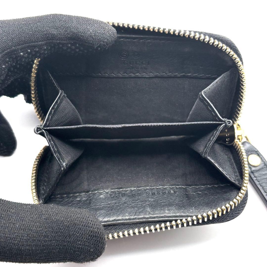 グッチ ケース マイクロシマ GG レザー ラウンドファスナー ブラック