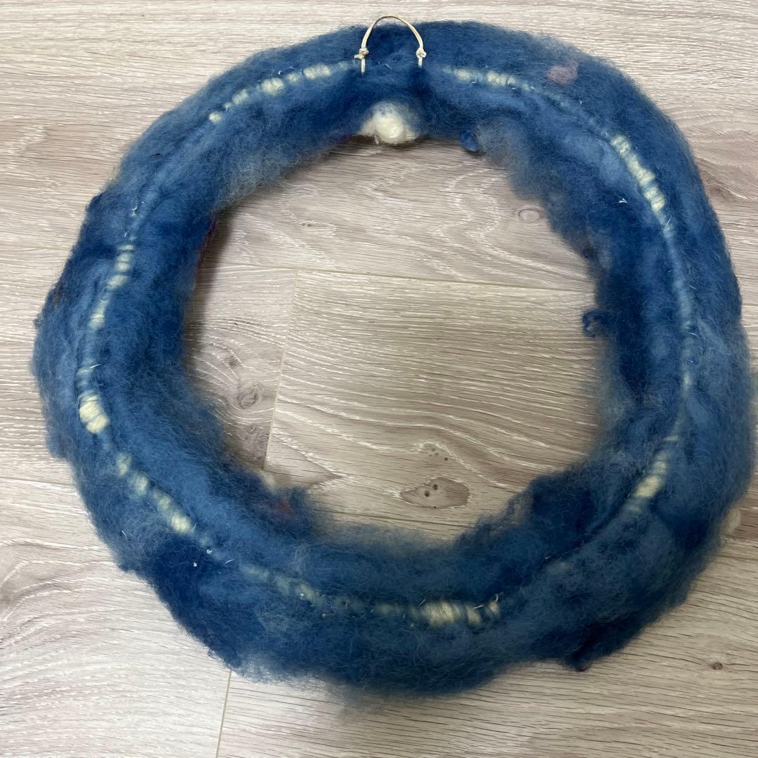 ハンドメイド　全て羊毛　天使とお花のリース　染〜製作まで