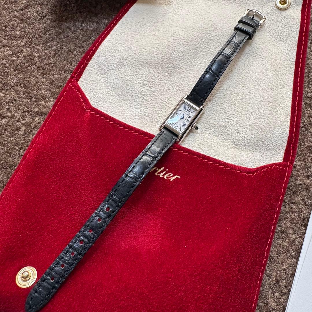Cartier K18WG 18金 金時計 タンク アロンジェ 750