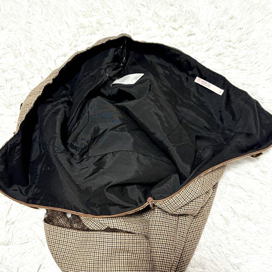 【極美品】レッドヴァレンティノ　ロングスカート　リボン　レース　茶　チェック　M
