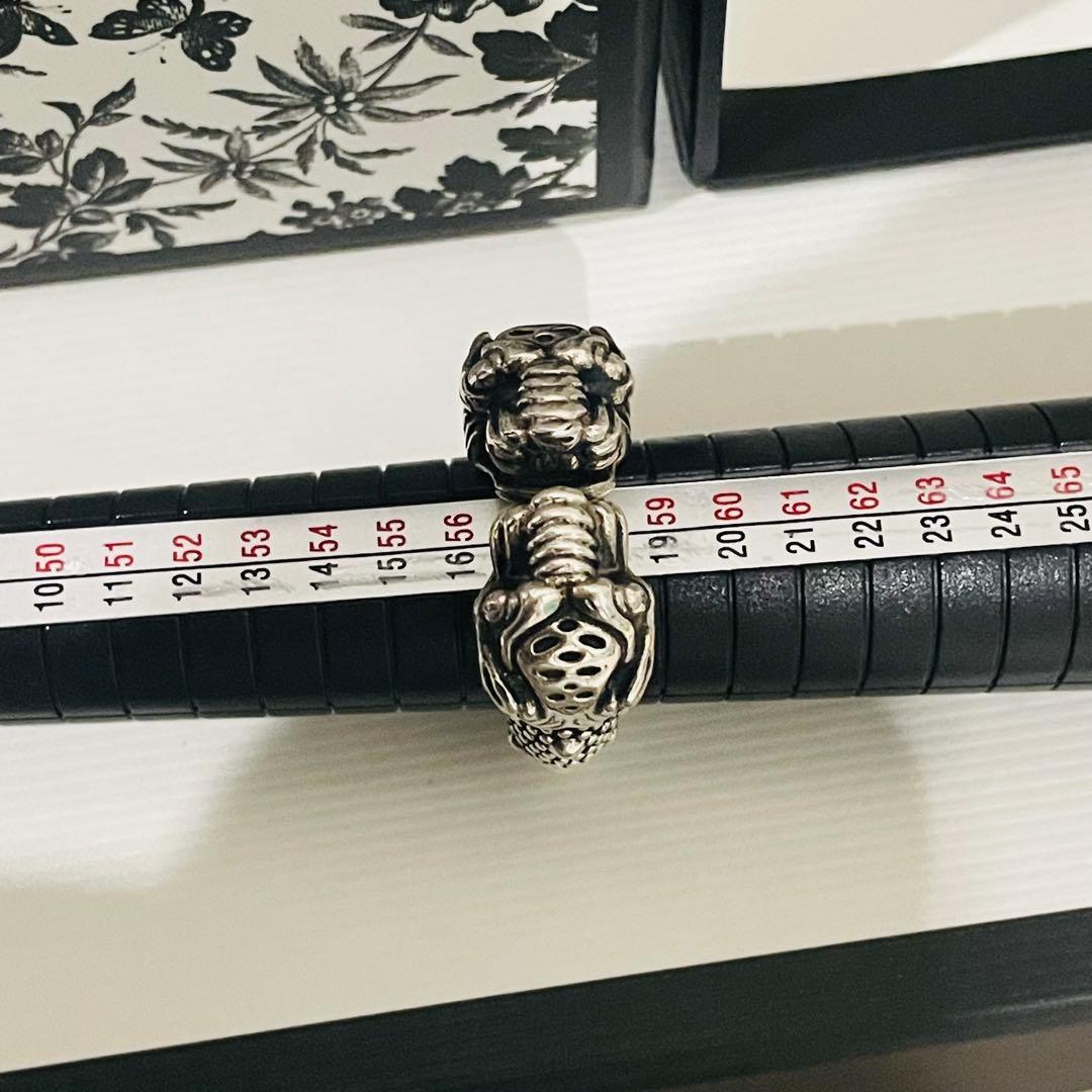 GUCCI 新品同様品　タイガーヘッドリング　925シルバー　17号#18