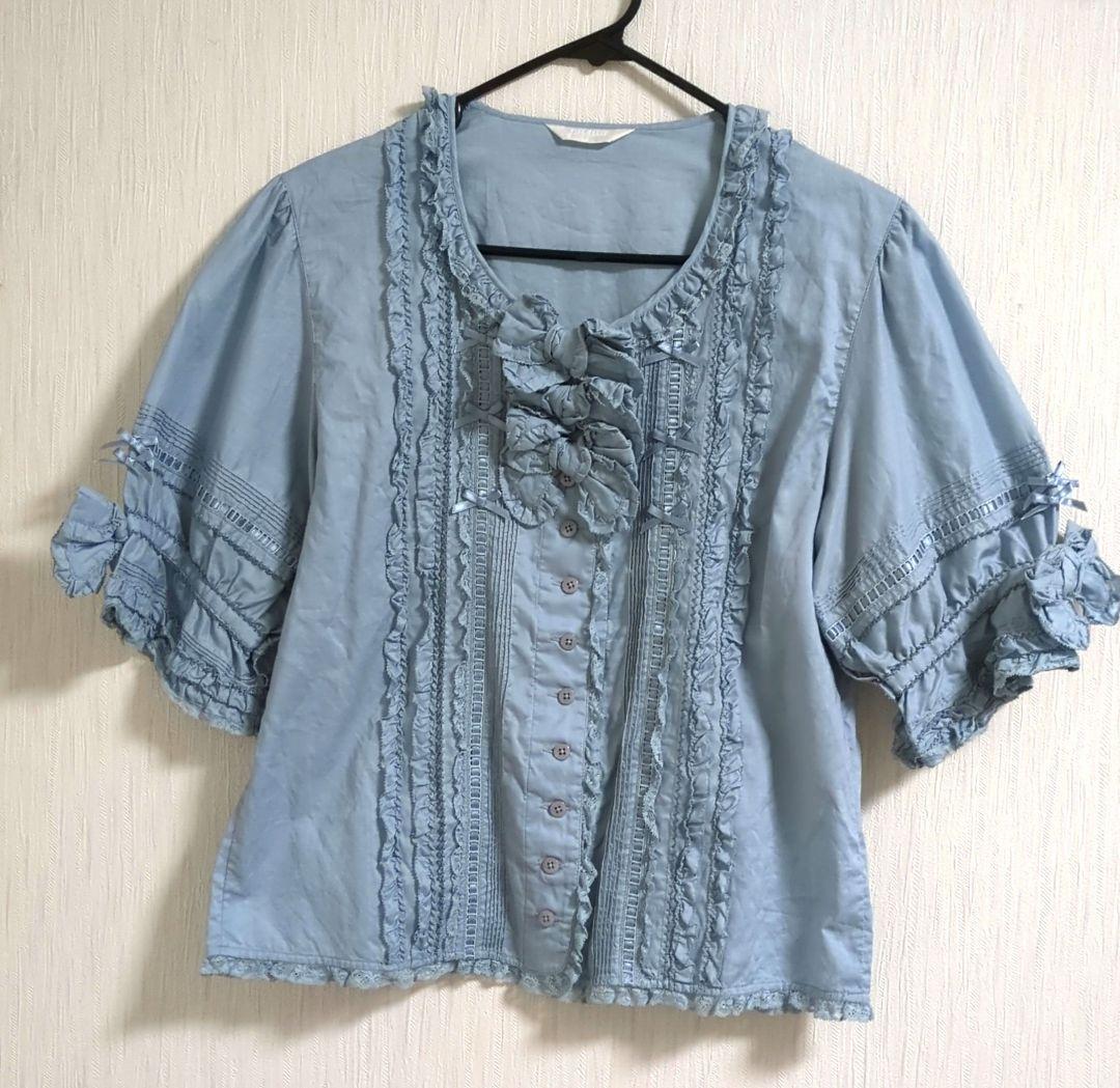PINK HOUSE ピンクハウス　ブラウス　くすみブルー