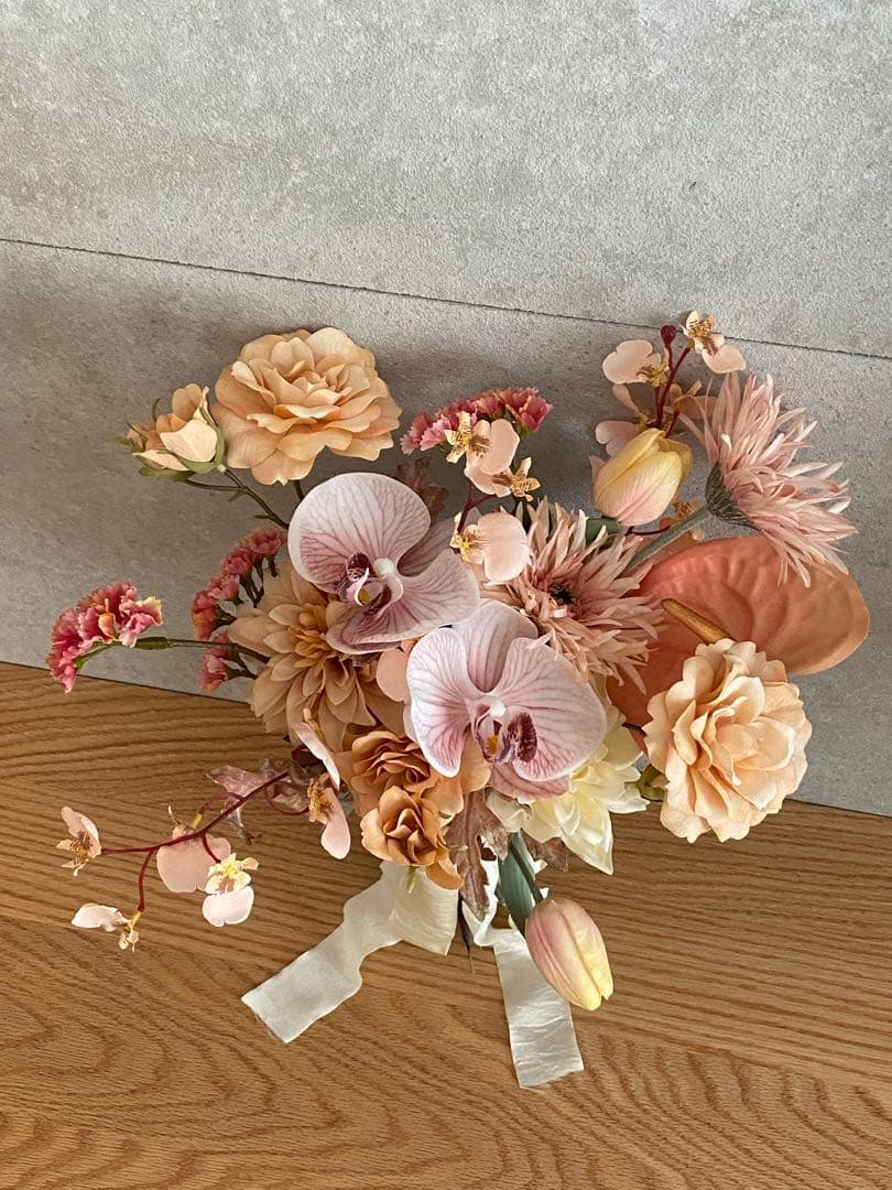 【美品】くすみオレンジ　ウェディングブーケ