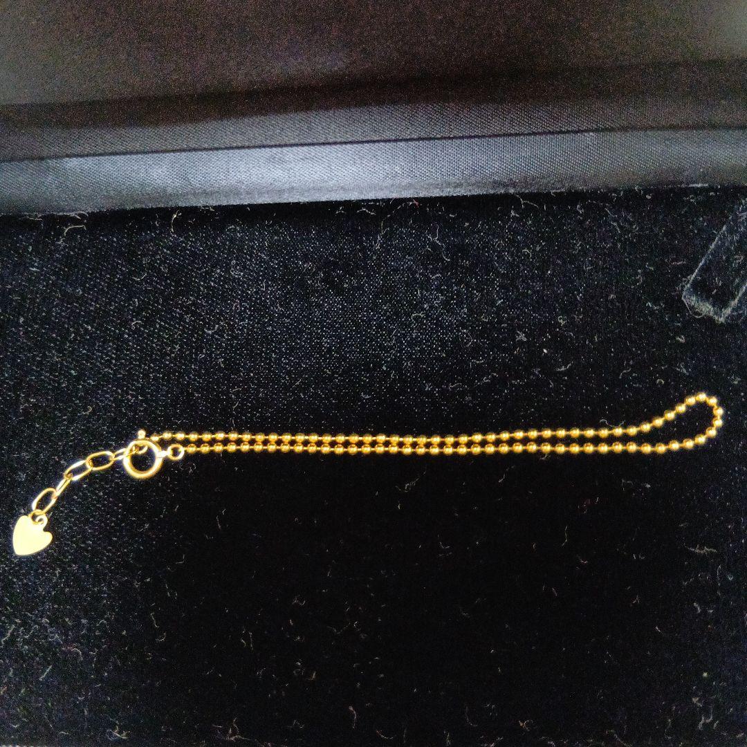 新品未使用　K18刻印あり ボールチェーンブレスレット ハートチャーム付き