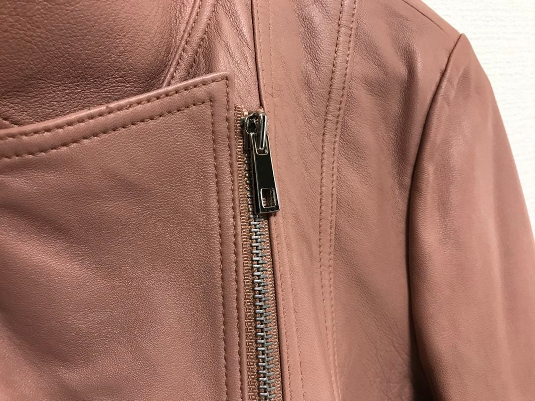 未使用品★本革レザーライダースジャケット★革ジャン★ピンク系