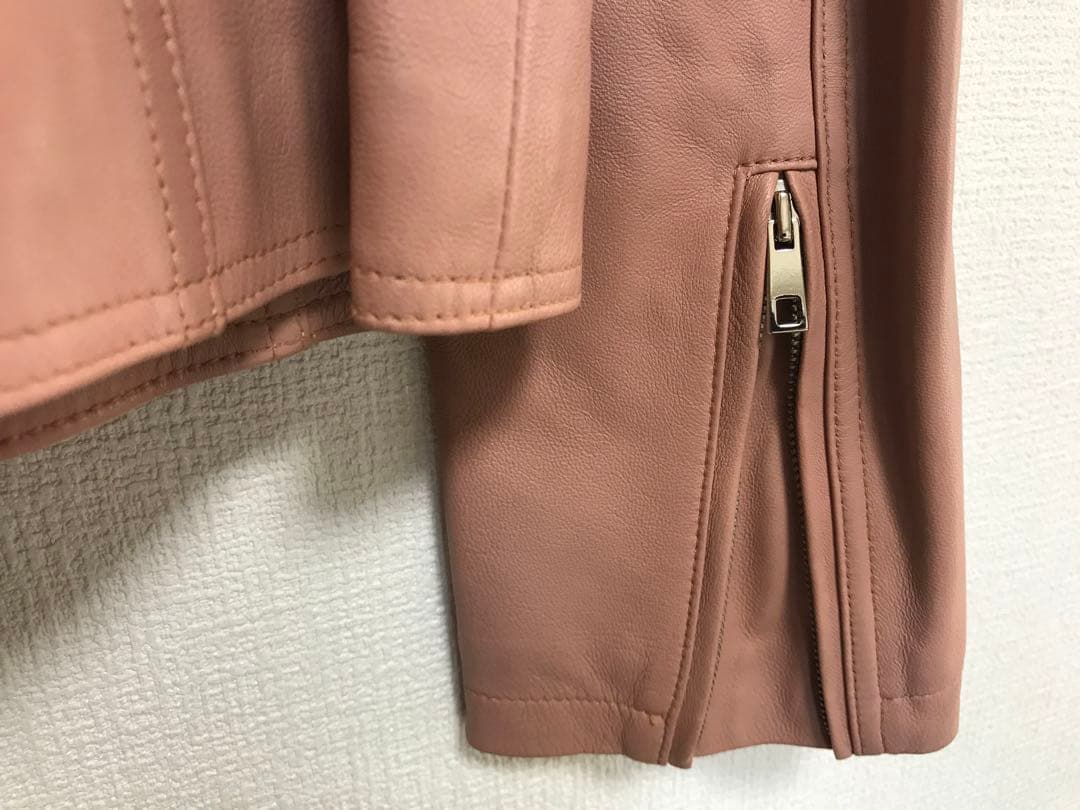 未使用品★本革レザーライダースジャケット★革ジャン★ピンク系
