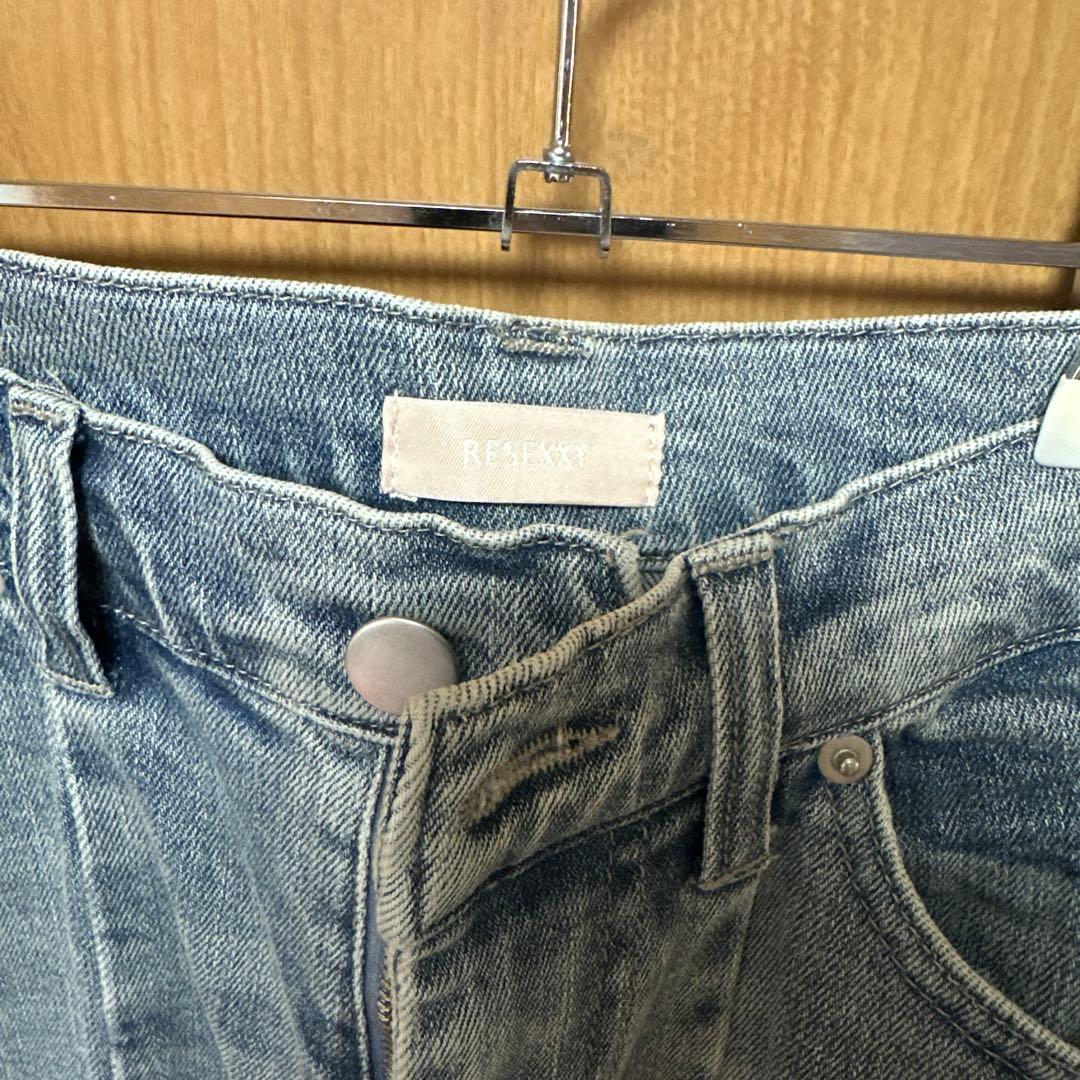 RESEXXY カットアウトリボンデニムパンツ ライトブルー M