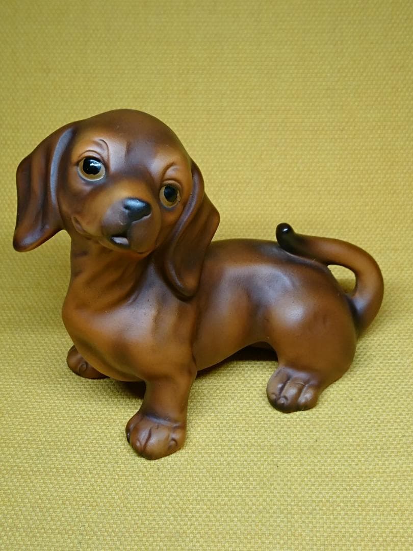 犬　ダックスフント　陶器　イタリア　置物　インテリア　工芸品　美術品　A2697