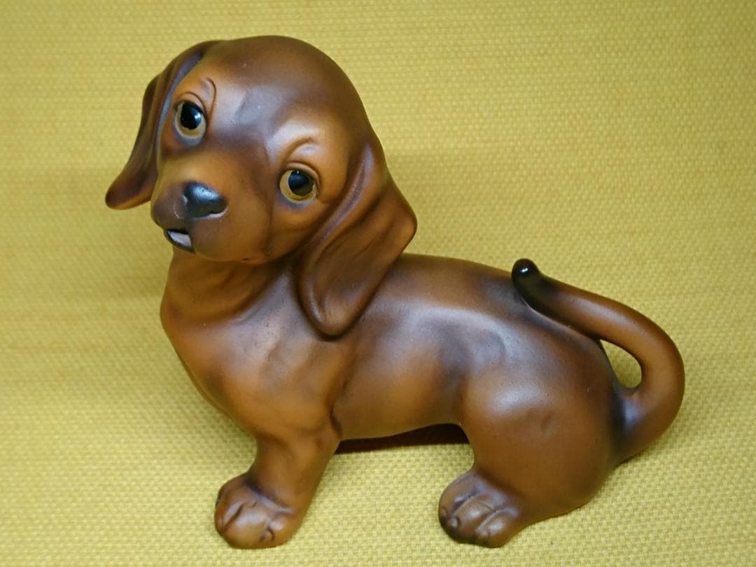 犬　ダックスフント　陶器　イタリア　置物　インテリア　工芸品　美術品　A2697