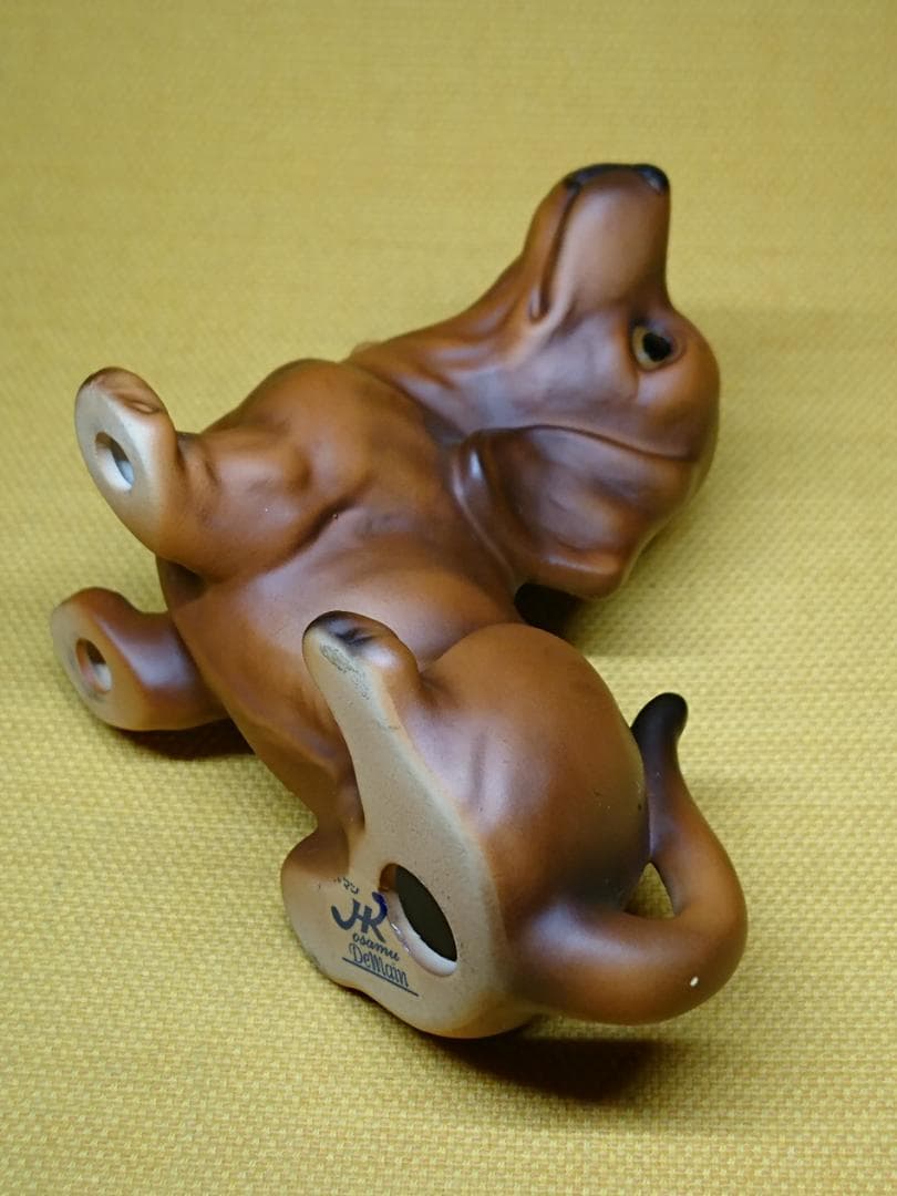 犬　ダックスフント　陶器　イタリア　置物　インテリア　工芸品　美術品　A2697