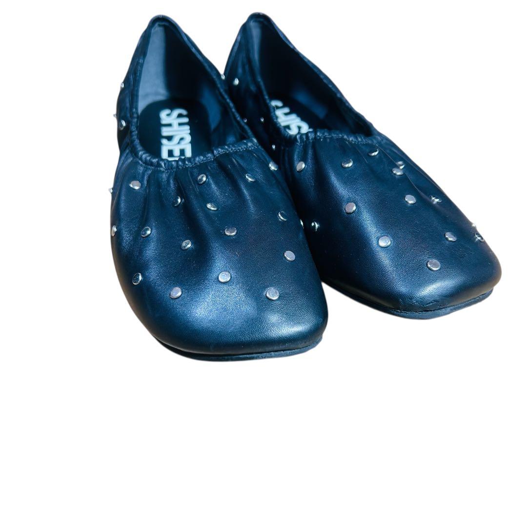 【美品】SHISEI シセイ ギャザーバレエシューズ スタッズ