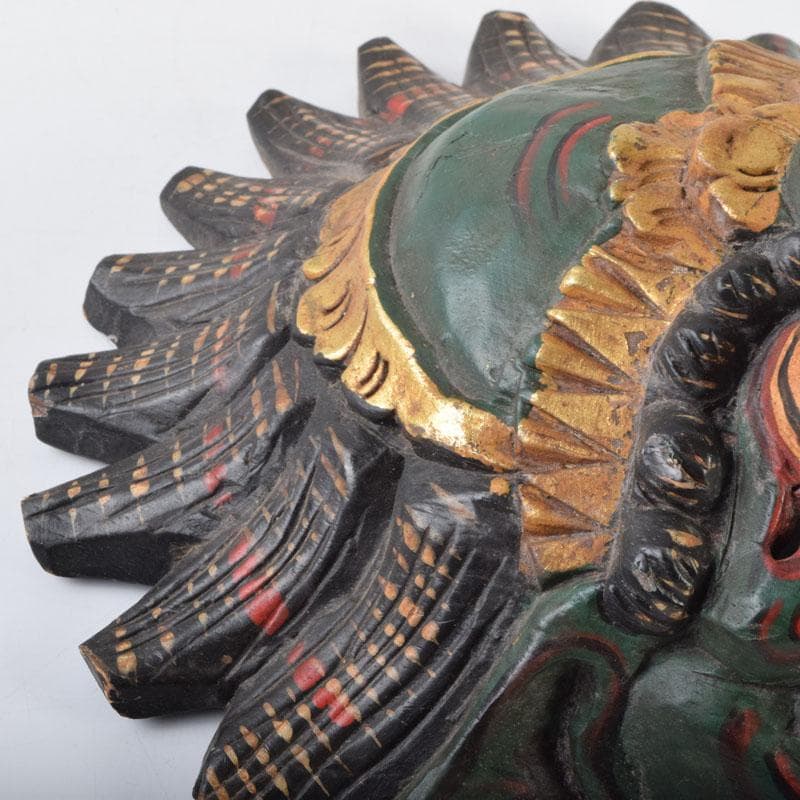 バリ島　インドネシア　木彫彩色　バロン　面　壁飾　一双　V　9089