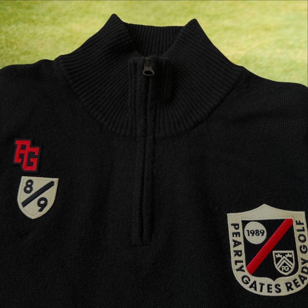 カシミヤ素材　パーリーゲイツ　ニット　紺　M〜L相当　ハーフジップ　セーター　5
