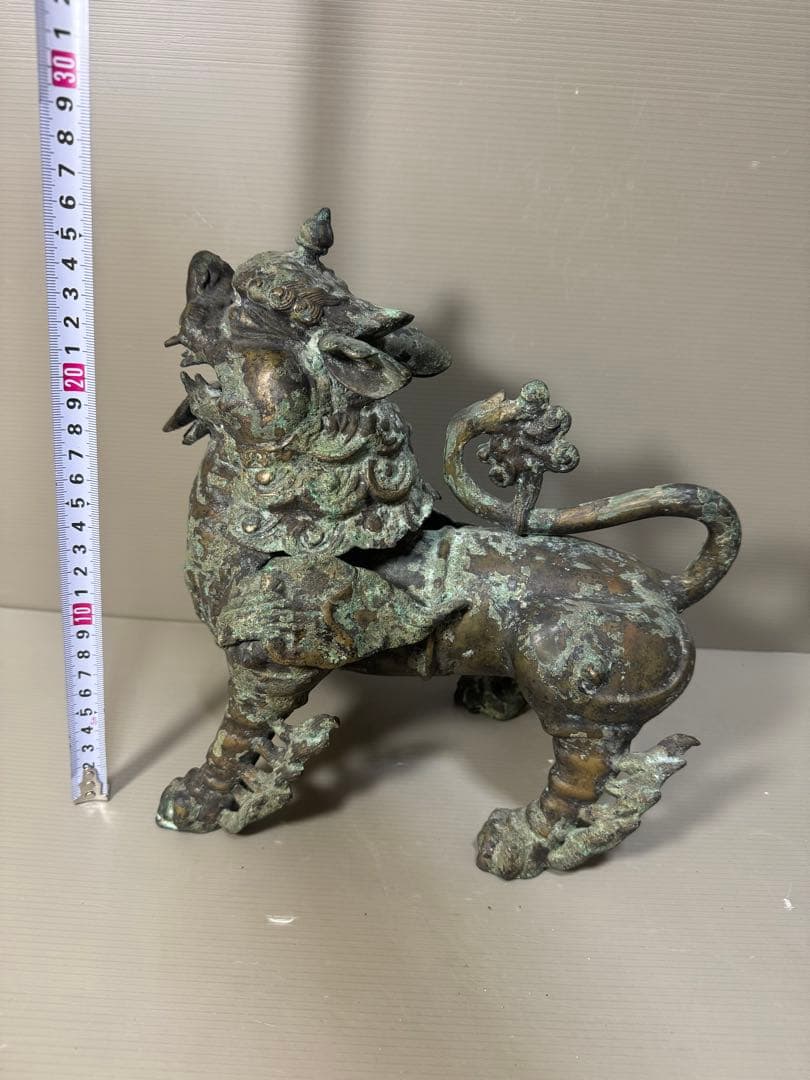 2217 古銅　青銅器　獅子 尊　饕餮紋　唐物 時代物