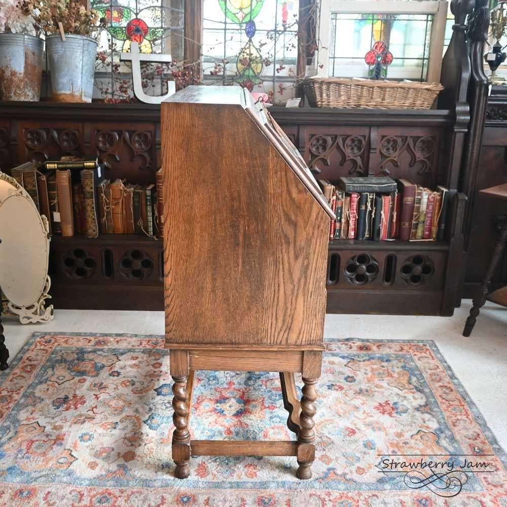 L3710-24 英国アンティーク オーク ライティングビューロ デスク 勉強机