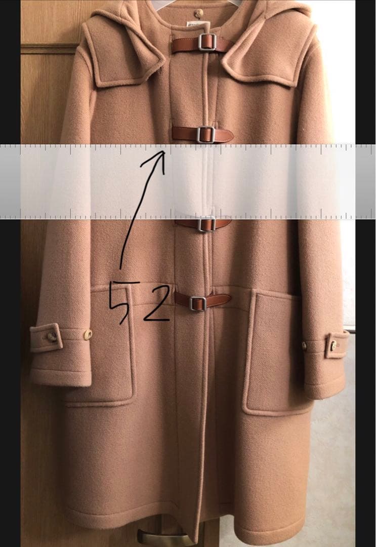 HERMES ベージュ ダッフルコート フード付き