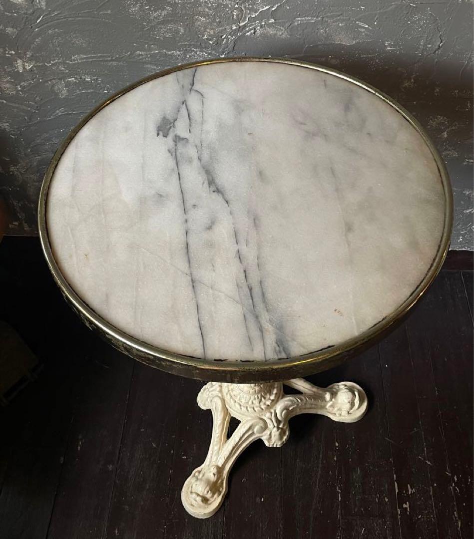 ビンテージ/カサブランカ/カフェテーブル/ラウンドテーブル/鉄脚/大理石/喫茶店