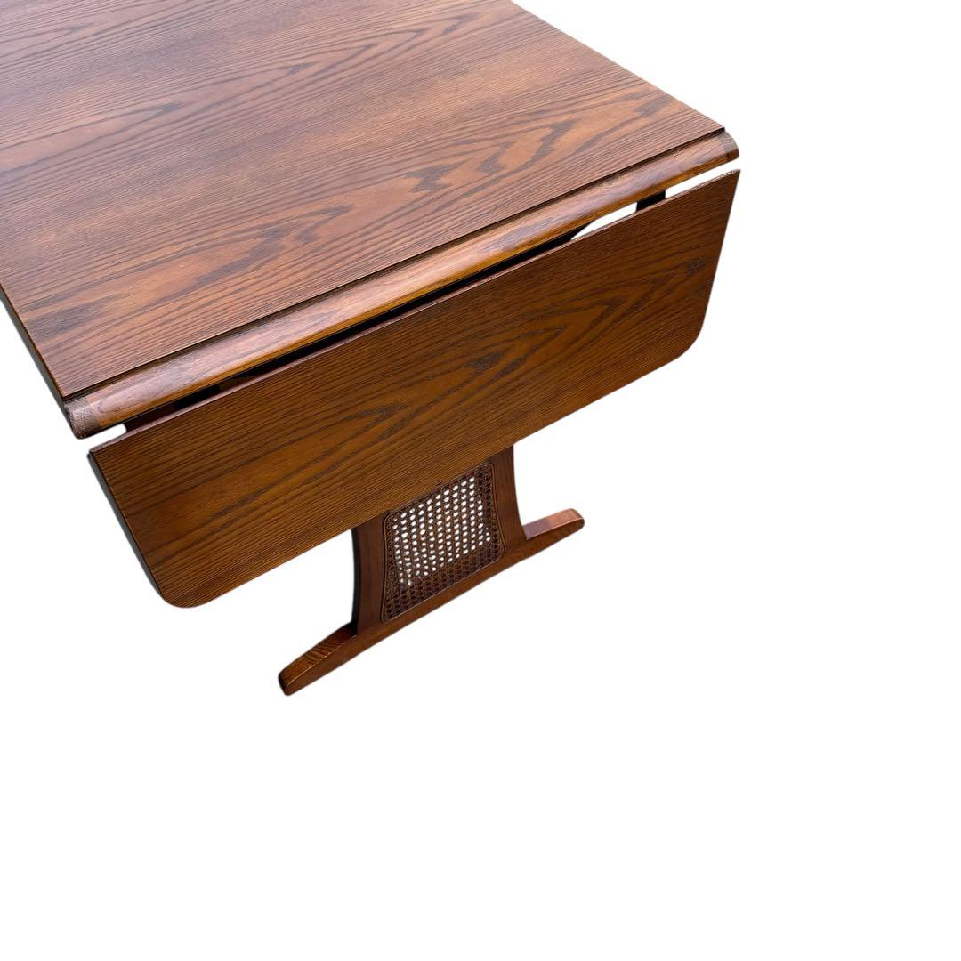 HR679 【木目とラタンが美しい】三越ブルージュ　バタフライテーブル　三越家具