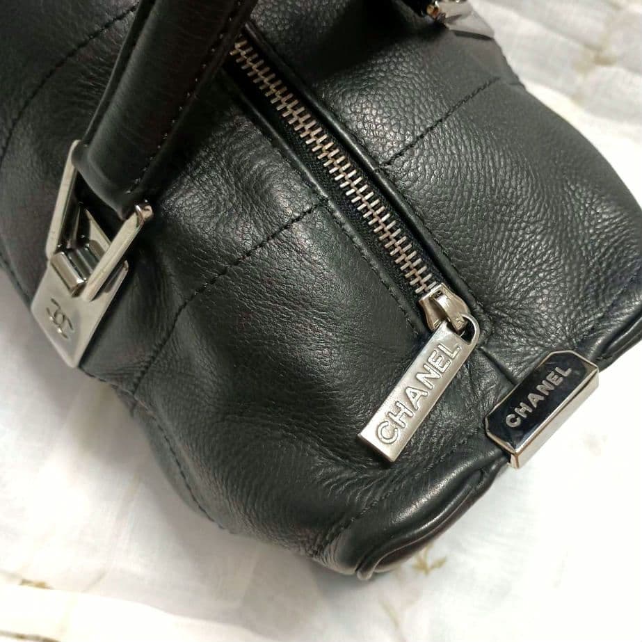 CHANEL シャネル ボストンバッグ✨️チョコバー✨️ブラックレザー✨️専用袋