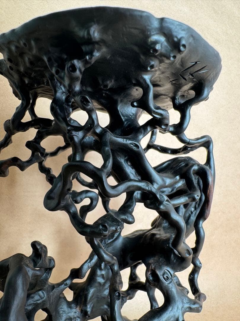 根卓・天然木・繊細彫・黒檀・縞黒檀・雑木・ 盆栽卓・無垢材・花台・小品盆栽