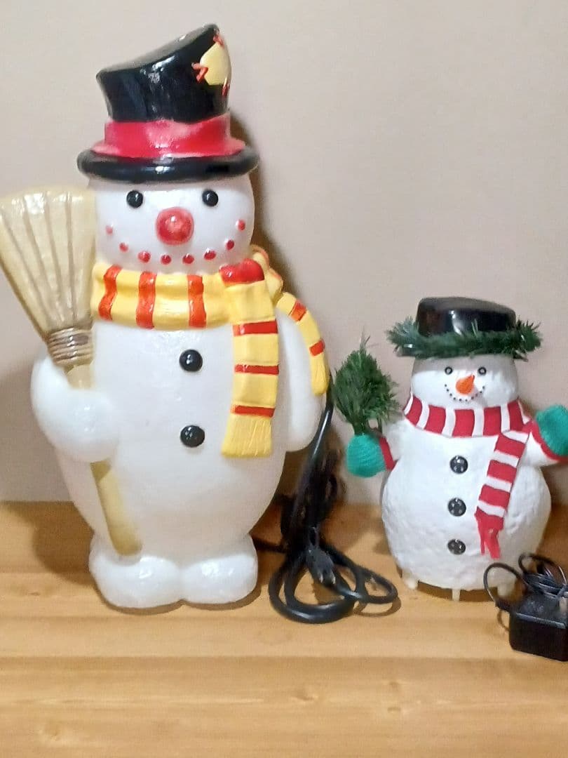 【レトロ】クリスマス　スノーマン　イルミネーションライト 2点セット