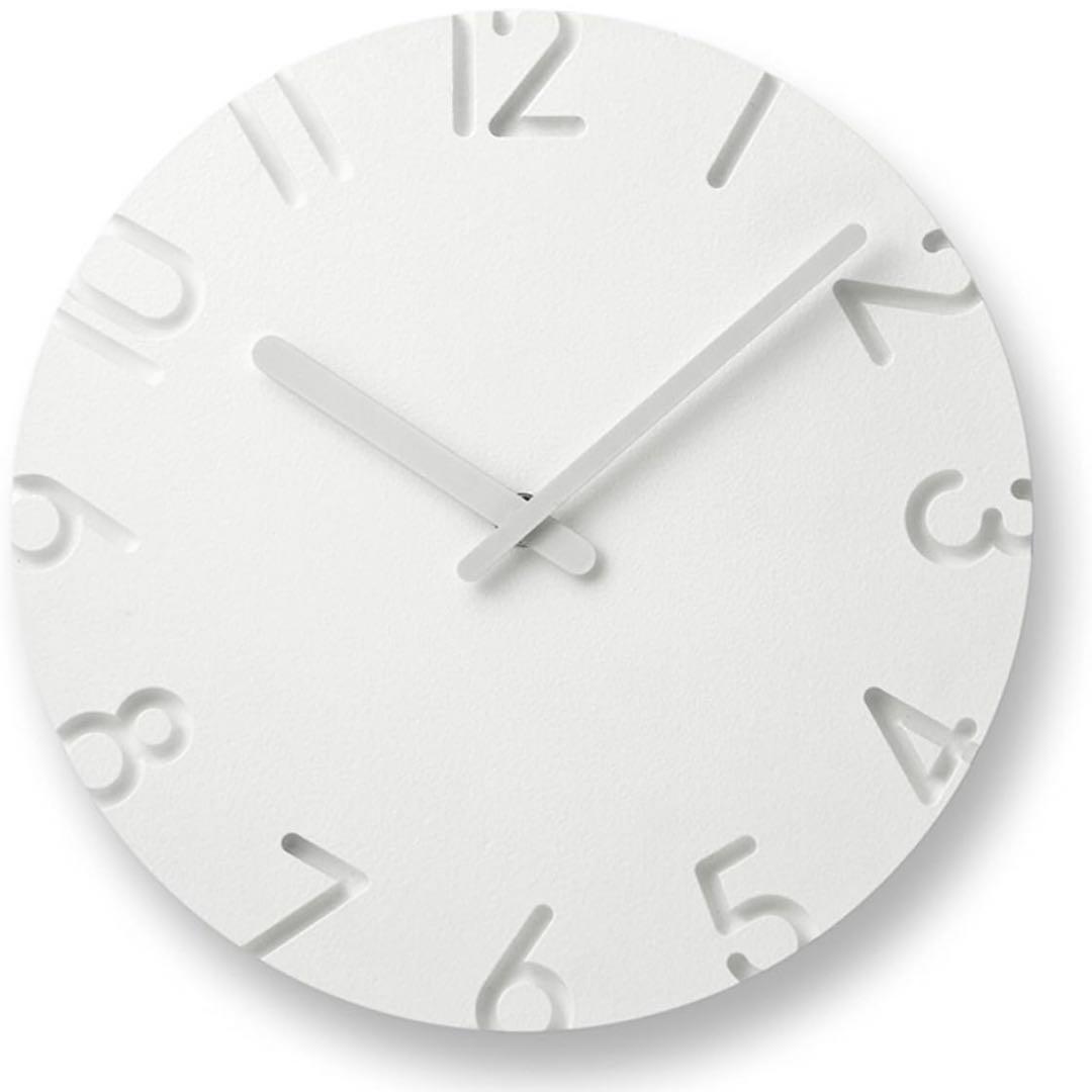 【未使用】レムノス 掛け時計 カーヴド 白 CARVED NTL10-04A