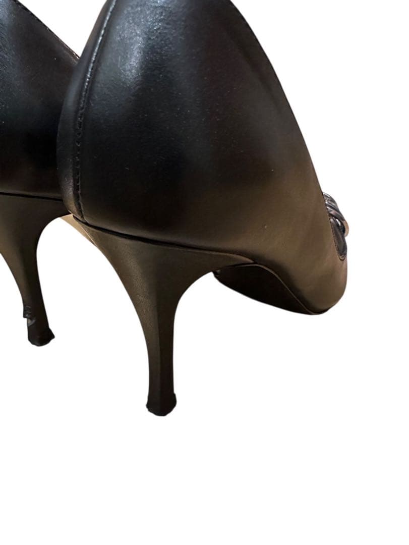 DIESEL ブラック ハイヒール ポインテッドトゥ38表記SBレザーパンプス