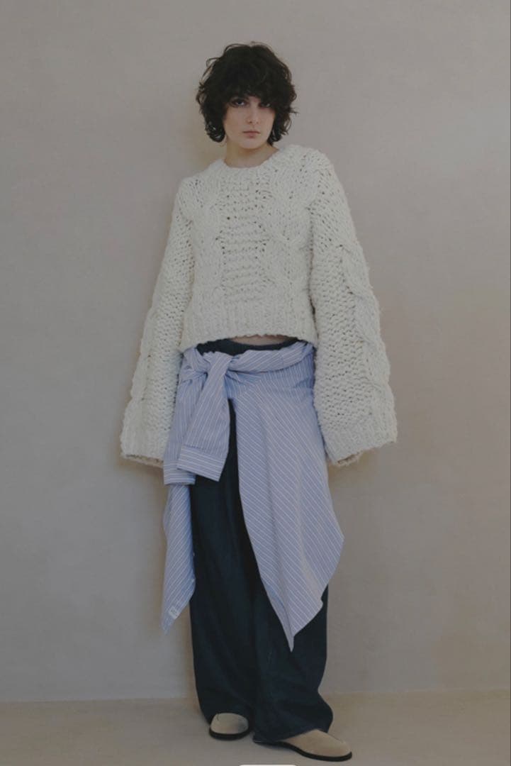 ETRE TOKYO ハンドニットケーブルプルオーバー WIITE