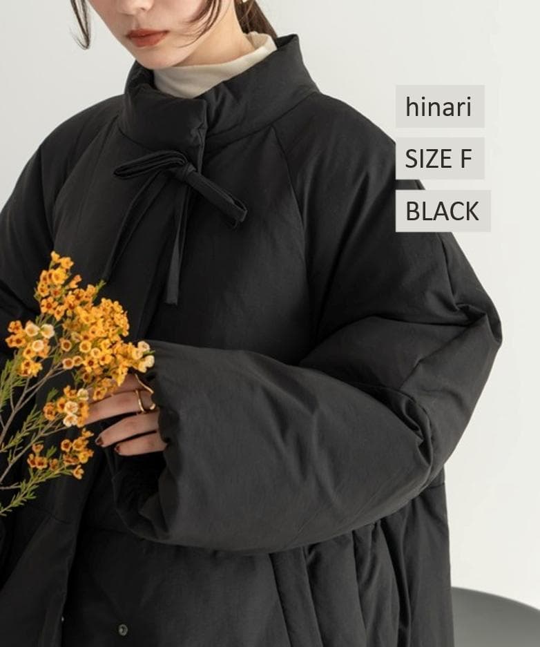 hinari 中綿リボンミドルコート FREE ブラック