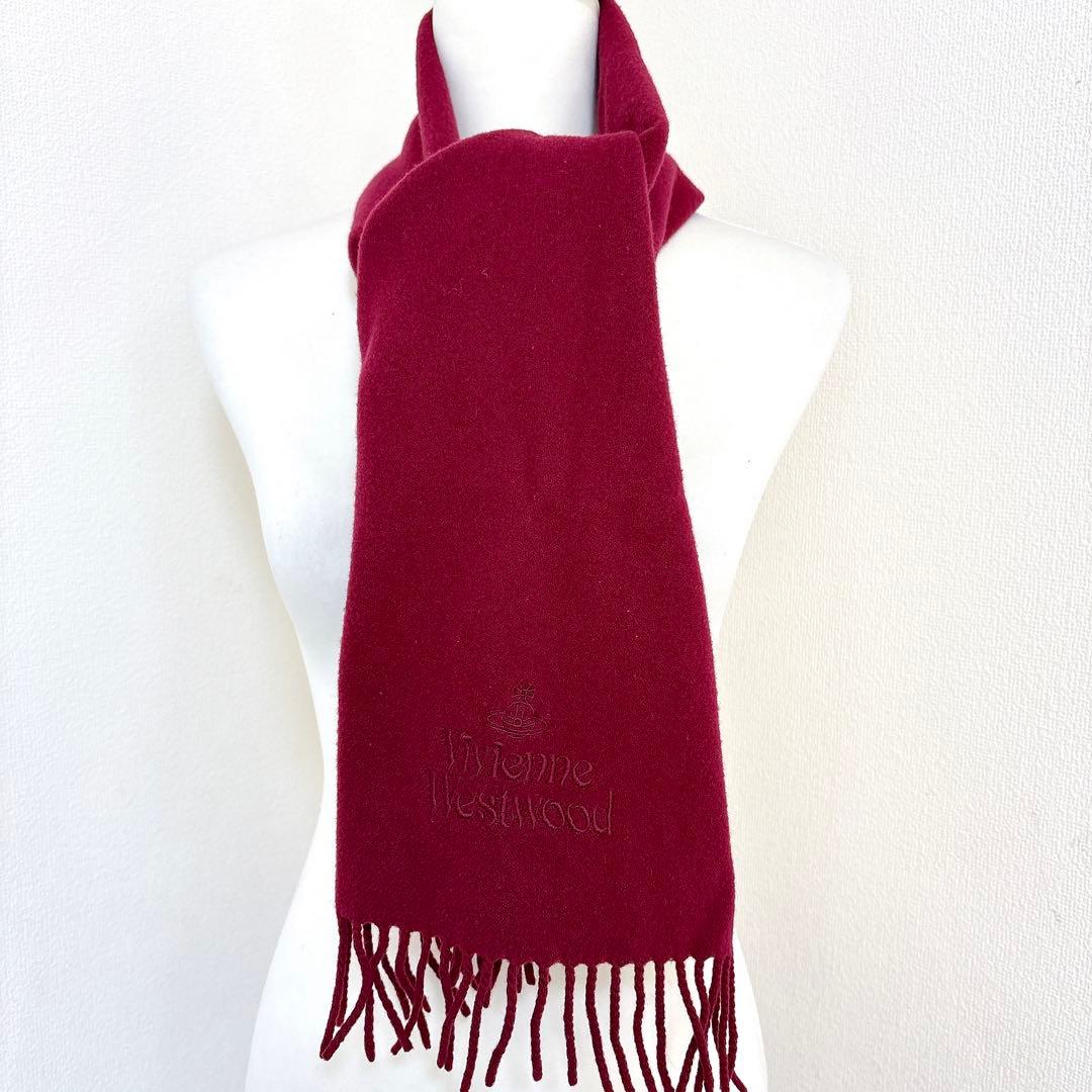 ヴィヴィアンウエストウッド マフラー ウール100% オーブ刺繍ロゴ　ストール