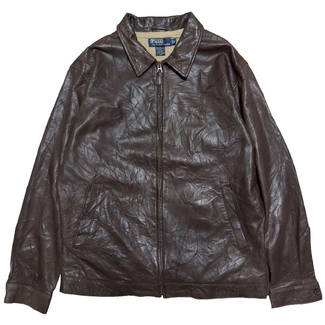 90s 希少 ポロ ラルフ ラムレザー スウィングトップ アメカジ トラッド