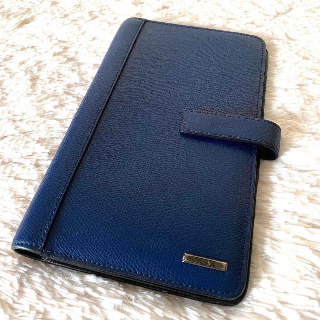良品【TUMI】トゥミ 大人気トラベルウォレット 上質レザー ブルー×ブラック！