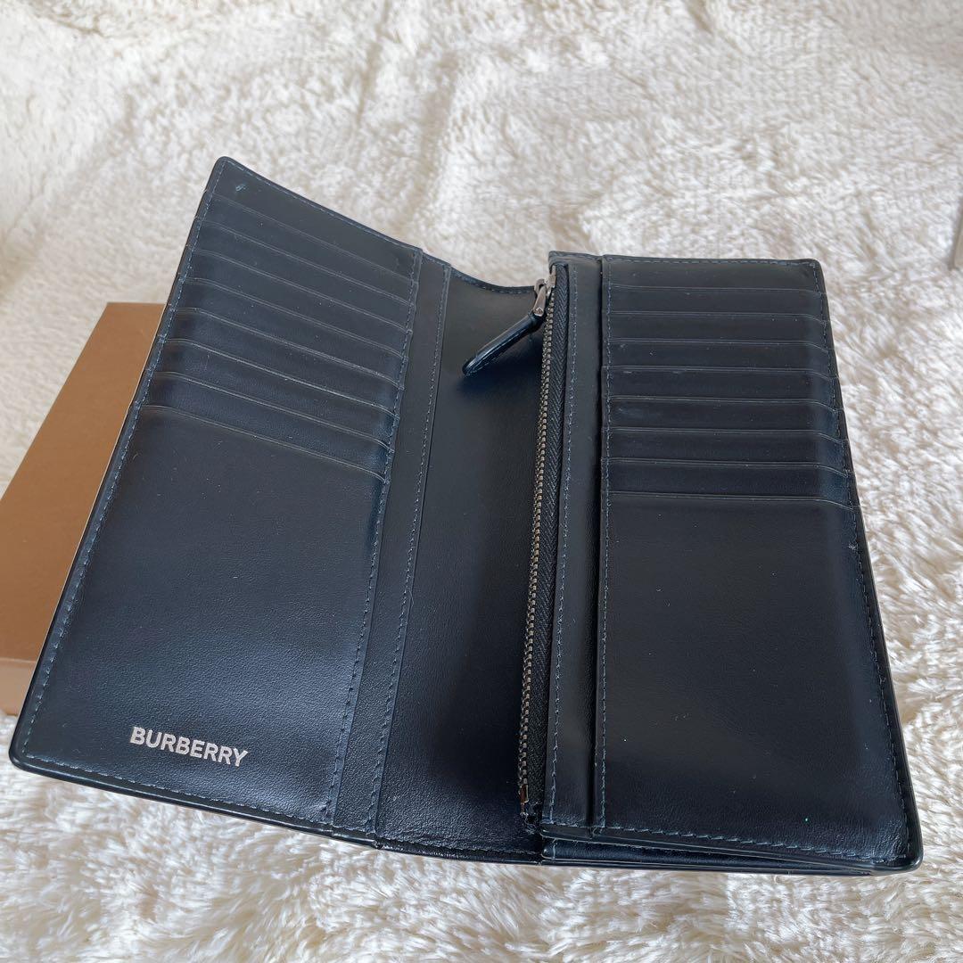 【現行】BURBERRY バーバリー　チャコールチェック　レザー コンチネンタル