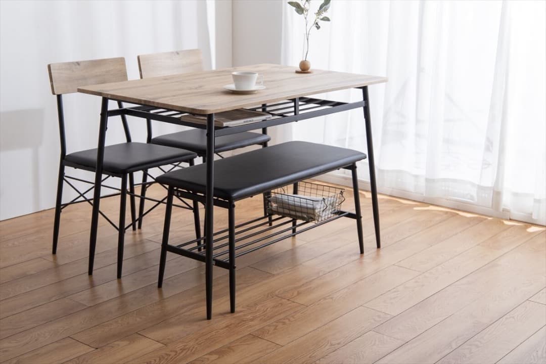 ダイニングテーブル 4点セット 幅110cm ダイニングベンチ+チェア2脚