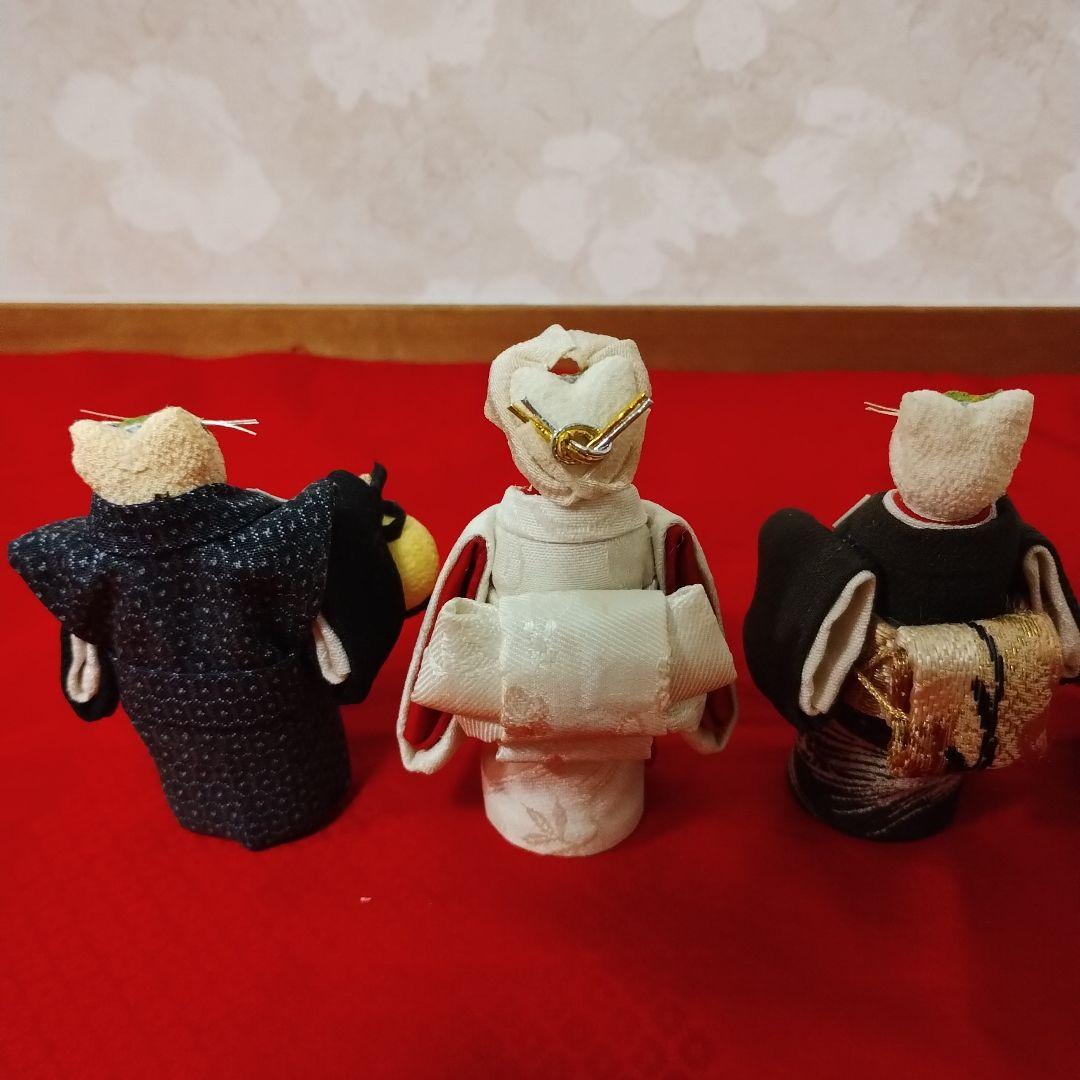 狐の嫁入り（6匹）縮緬細工・古布・ハンドメイド・置物