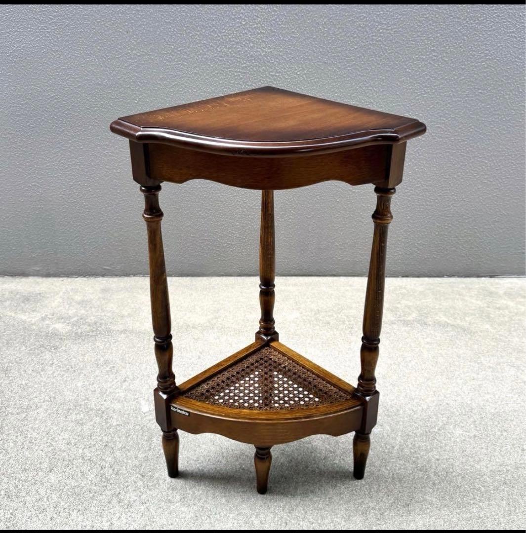 カリモク コロニアル コーナーラック アンティーク ビンテージ ラック ろくろ脚