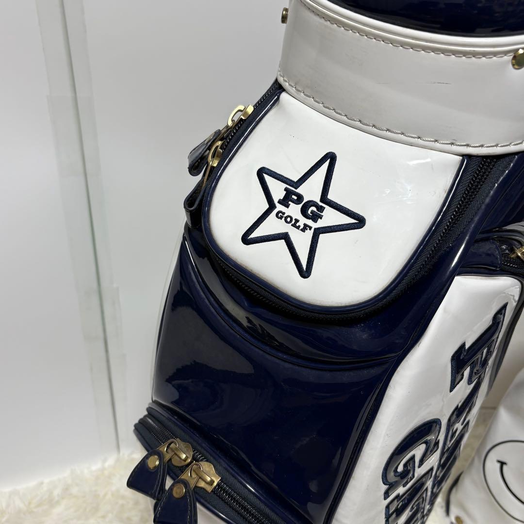 パーリーゲイツ キャディバッグ ホワイト & ネイビー ニコちゃん