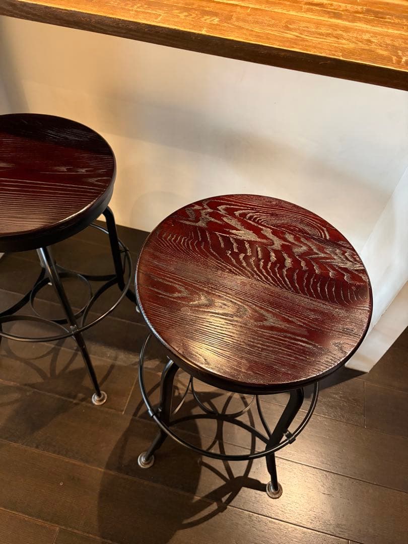 ＊3月初旬発送＊インダストリアルチェア①　ダークブラウン 高さ調整可能