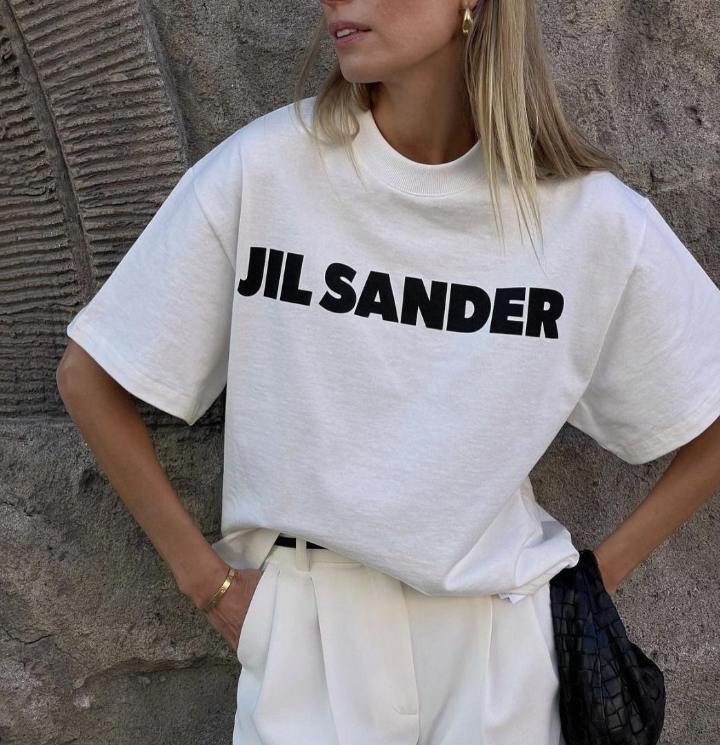 美品　ジルサンダー　ホワイトロゴTシャツ　S　ビッグシルエット　白　862