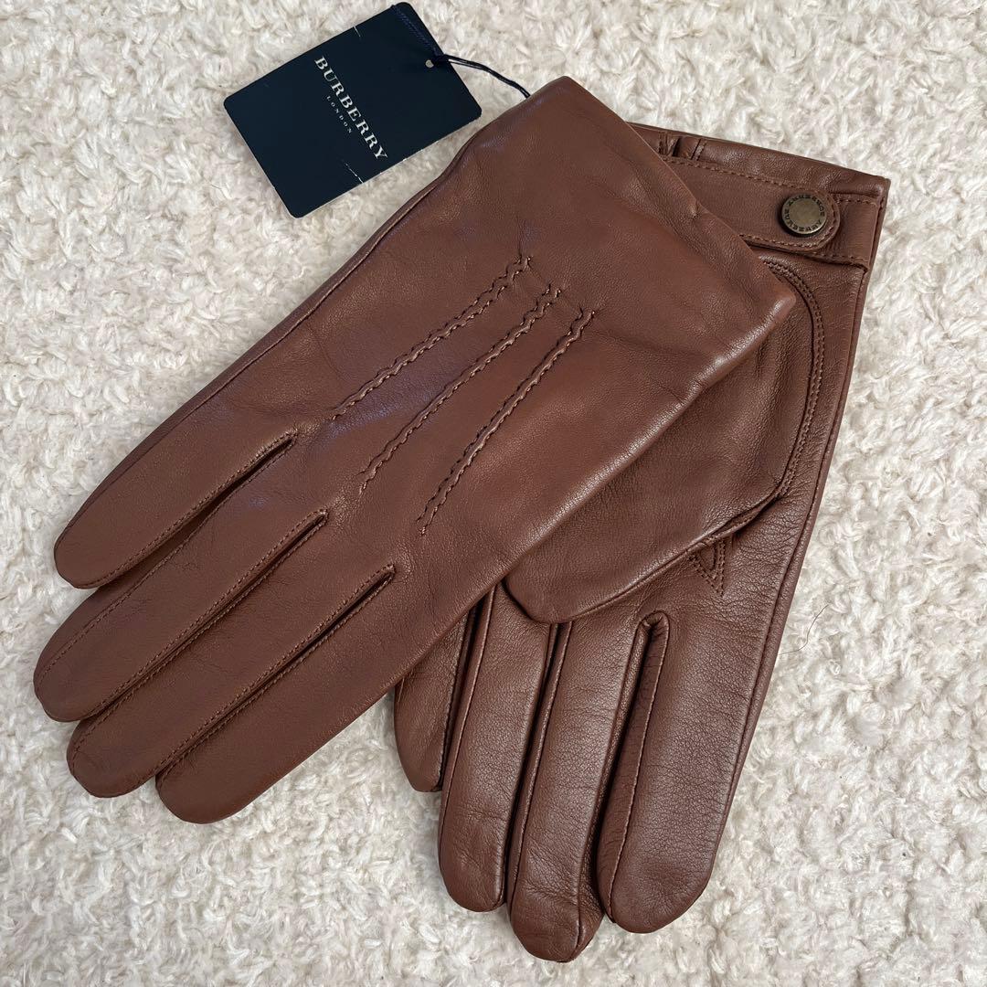 値下げ中‼️新品タグ付き　BURBERRY ブラウン　羊革 手袋 25cm