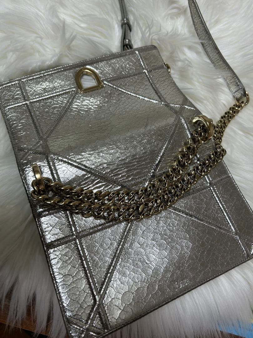 Dior シルバー クロコダイル風ショルダーバッグ